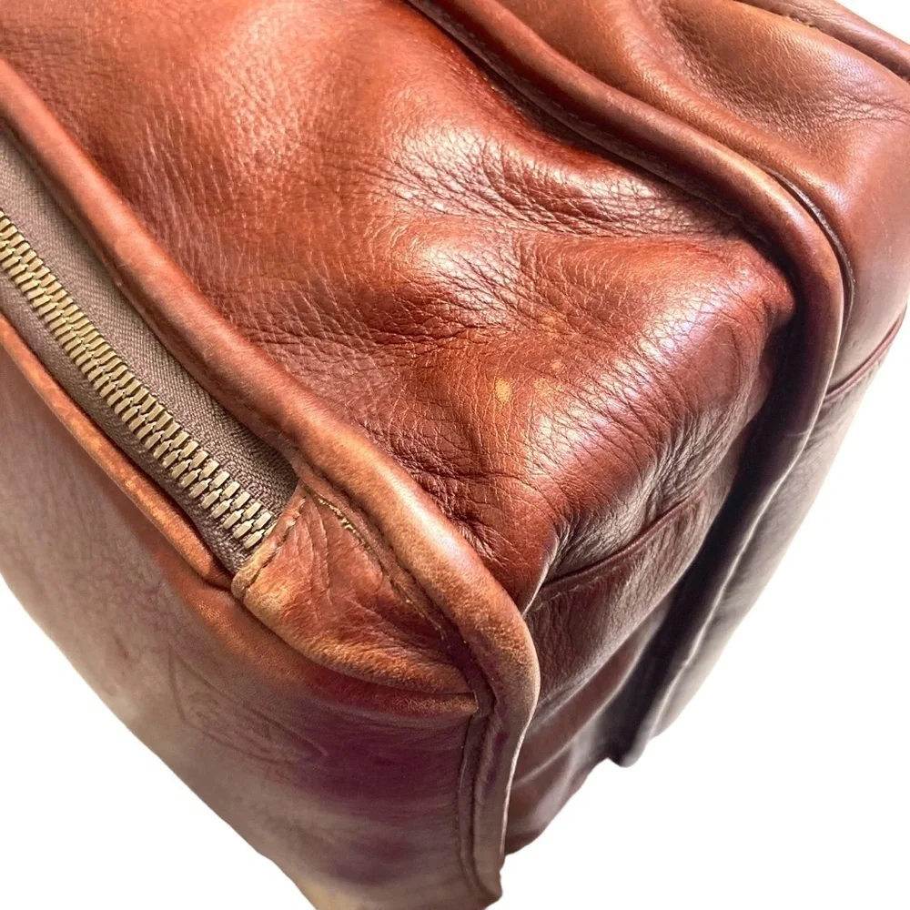 Allen Edmonds brown leather convertible backpack laptop bag carryon travel